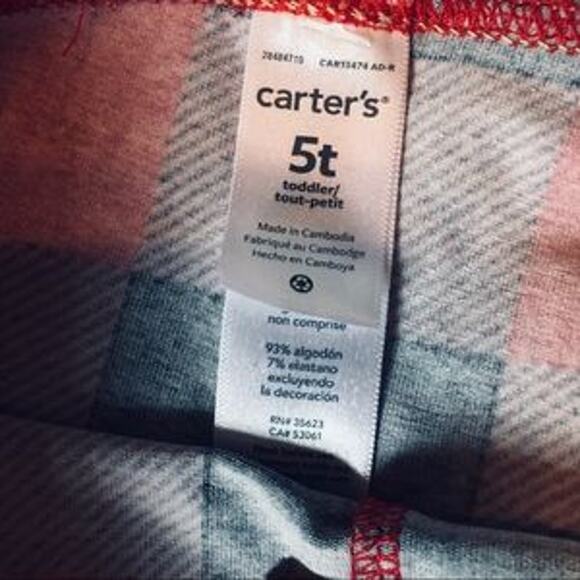 Carters Plaid pants with gold sparkle waist size: 5t - Picture 4 of 4